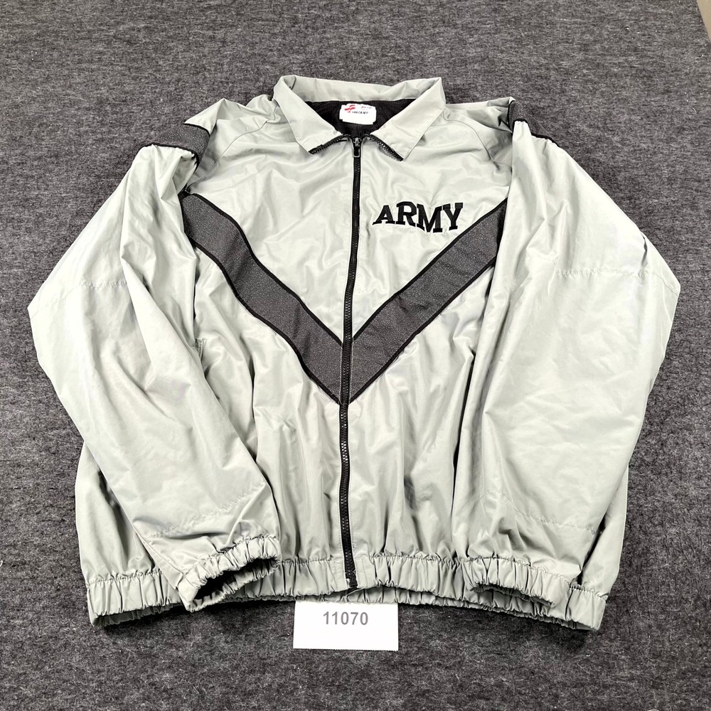 Skilcraft US Army IPFU Windbreaker Jacket Mens XL Gray Black Mesh Lined Full Zip